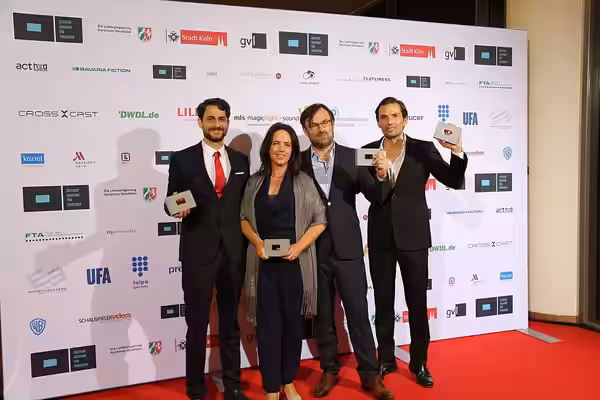 Christian Honeck, Prof. Dr. Eva Stadler, Karsten Rühle and Quirin Berg bei der Verleihung der Auszeichnungen der Deutschen Akademie für Fernsehen (DAFF) 2017.
