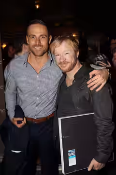 Actor Dylan Bruce and John Fawcett at the CFC event in L.A. (2015)