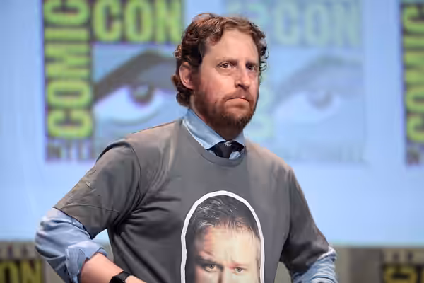 Scott M. Gimple speaking at the 2015 San Diego Comic Con International, for "The Walking Dead", at the San Diego Convention Center in San Diego, California. Ple