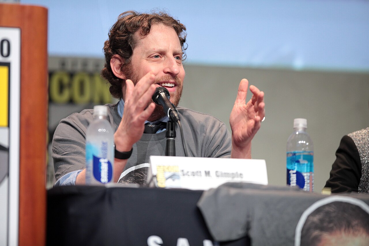 Scott M. Gimple speaking at the 2015 San Diego Comic Con International, for "The Walking Dead", at the San Diego Convention Center in San Diego, California. Ple
