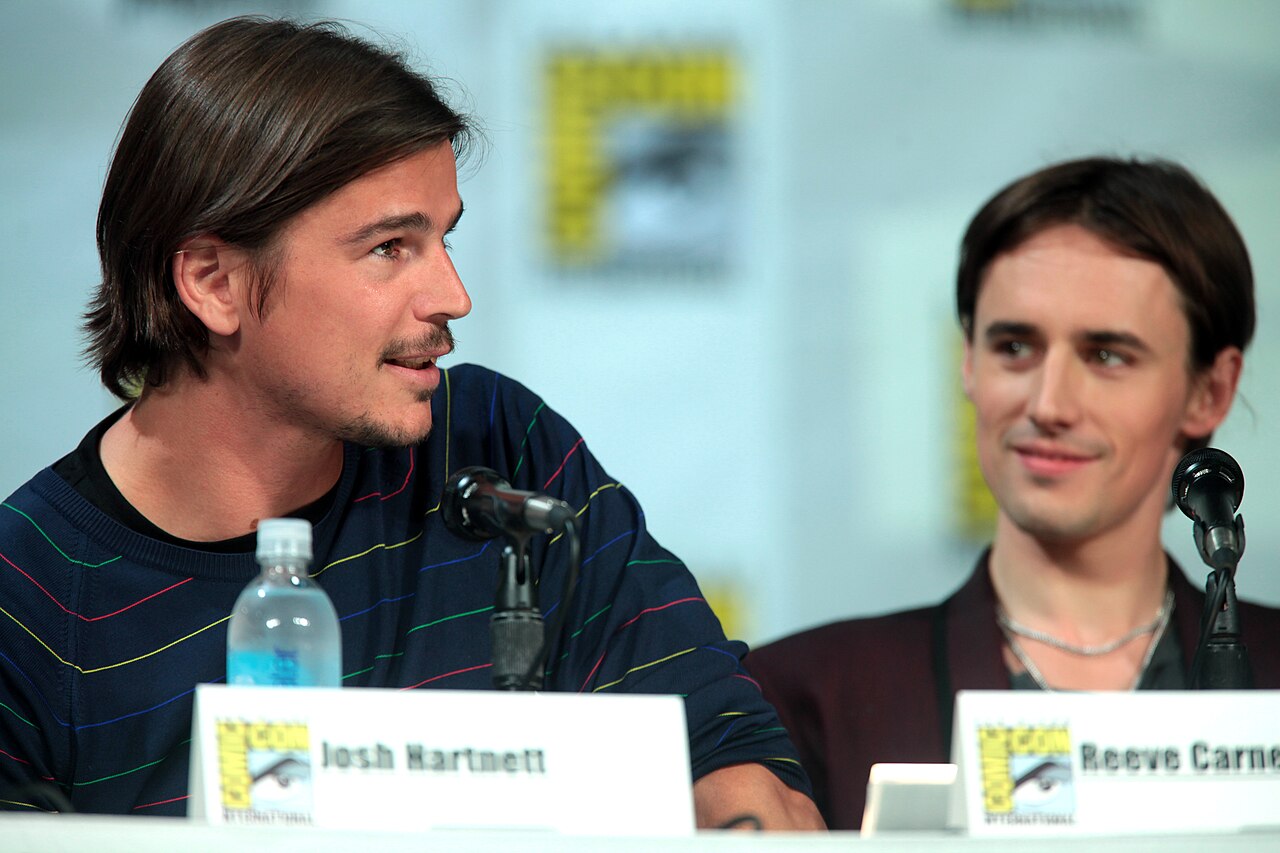 Josh Hartnett and Reeve Carney speaking at the 2014 San Diego Comic Con International, for "Penny Dreadful", at the San Diego Convention Center in San Diego, Ca