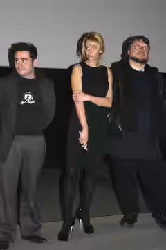 Juan Antonio Bayona, Belén Rueda et Guillermo del Toro à l'avant-première de L'Orphelinat diffusée à l'UGC Ciné Cité Les Halles, à Paris. (2008)