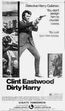 Theatre advertisement for the film, Dirty Harry. 21 December, 1971.