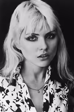 Promotional photograph of musician Debbie Harry of Blondie, circa January 1978. Issued as part of a press kit by Chrysalis Records.