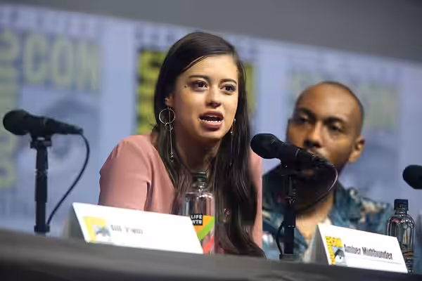 Amber Midthunder speaking at the 2018 San Diego Comic Con International, for "Legion", at the San Diego Convention Center in San Diego, California. Please attri