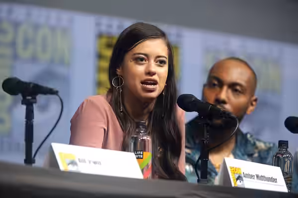 Amber Midthunder speaking at the 2018 San Diego Comic Con International, for "Legion", at the San Diego Convention Center in San Diego, California. Please attri