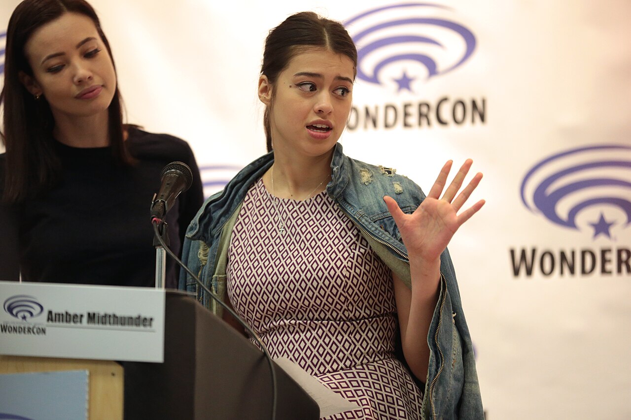 Amber Midthunder speaking at the 2017 WonderCon at the Anaheim Convention Center in Anaheim, California. Please attribute to Gage Skidmore if used elsewhere.