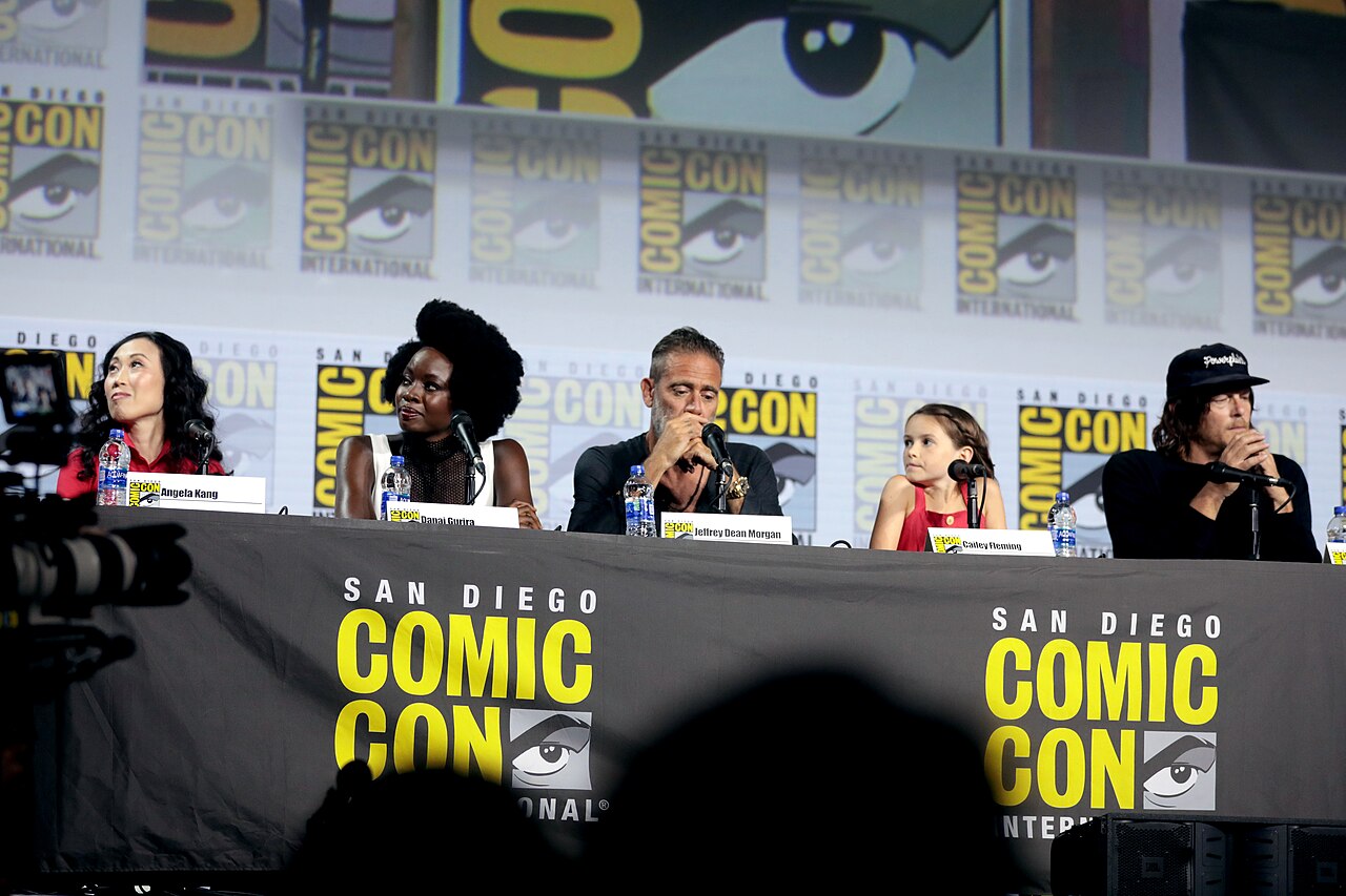Angela Kang, Danai Gurira, Jeffrey Dean Morgan, Cailey Fleming and Norman Reedus speaking at the 2019 San Diego Comic Con International, for "The Walking Dead",