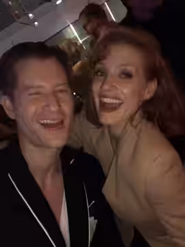 Actors Emilio Insolera and Jessica Chastain in London (2019)
