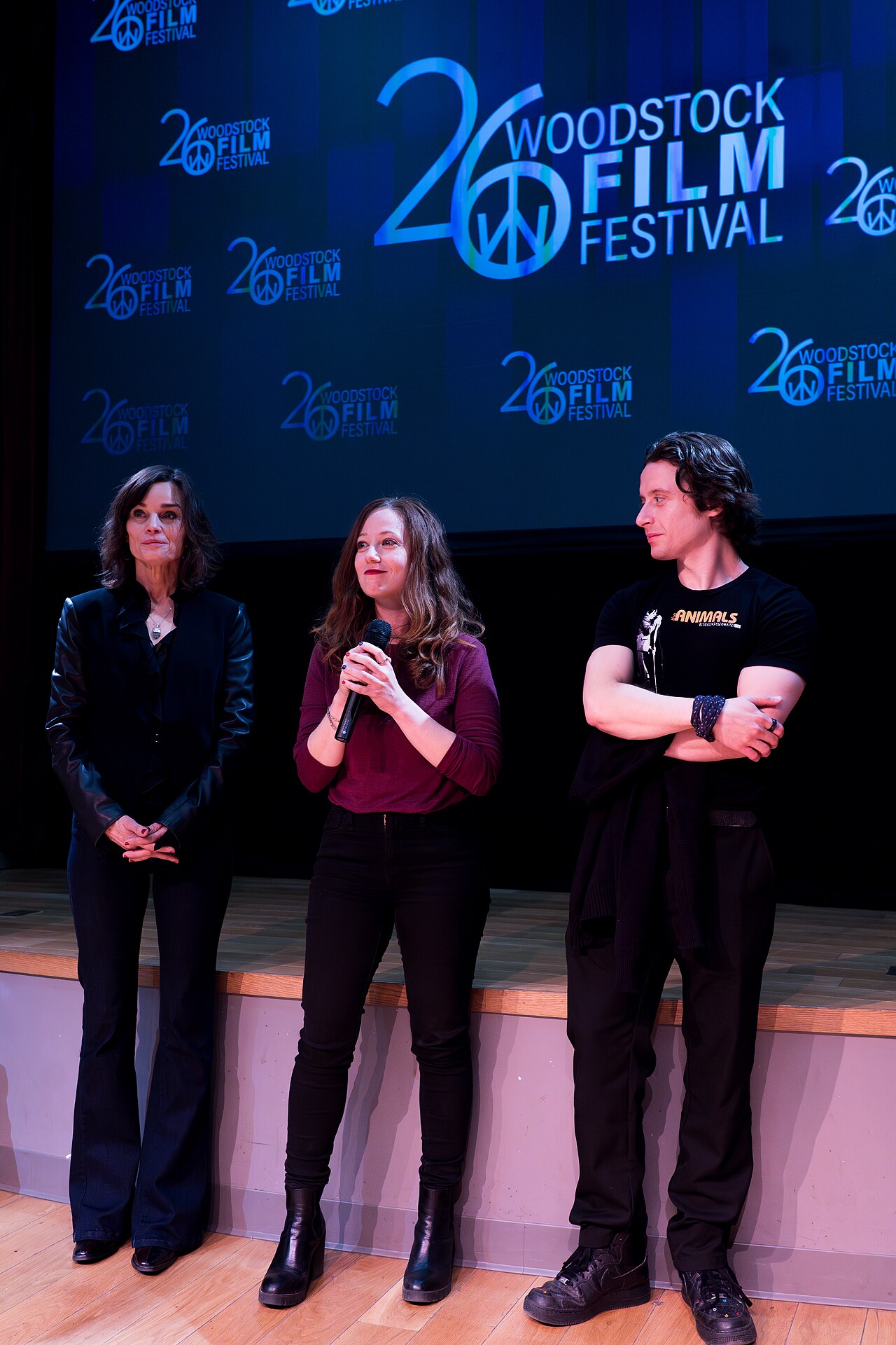 Cast and Director of "Dear Shop Girl" during a Q & A at the 2025 Woodstock Film Festival