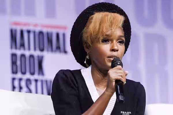 Janelle Monae discusses her book, "The Memory Librarian," with Kyle Dargan on the Main Stage at the 2022 National Book Festival, September 3, 2022. Photo by Sha