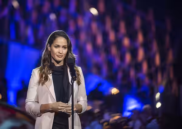 Actress Jaina Lee Ortiz performs on stage during the National Memorial Day Concert on the west lawn of the U.S. Capitol, Washington, D.C., May 26, 2019. The con