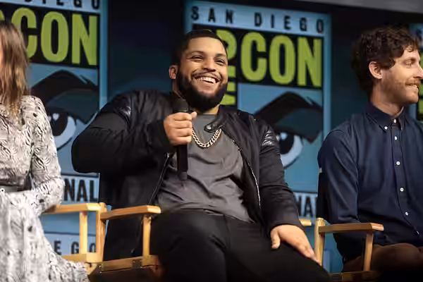 O'Shea Jackson Jr. speaking at the 2018 San Diego Comic Con International, for "Godzilla: King of the Monsters", at the San Diego Convention Center in San Diego