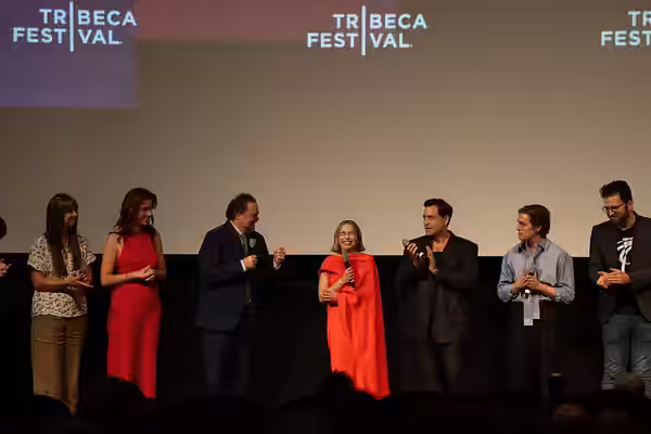Cast and crew panel during the Q&amp;A of the Next Life world premiere at Tribeca Festival 2026