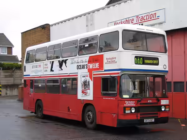 retro Uploadr 2005- C673GET was new to Yorkshire Traction and was one of 73 ECW bodied Leyland Olympians purchased by this operator. Seen in 2005 still working 