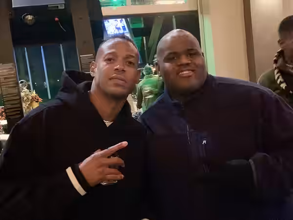 Spiral Jackson with Marlon Wayans at the Sextuplets wrap party. (2018)