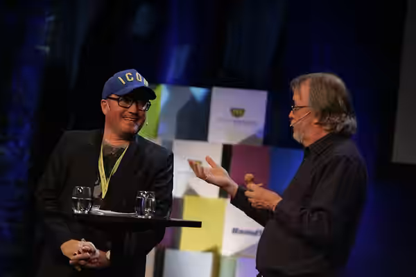 Medvirkende: Peter Lord (Aardman Animations) Moderator: Per Sundnes (TV 3) (2014)