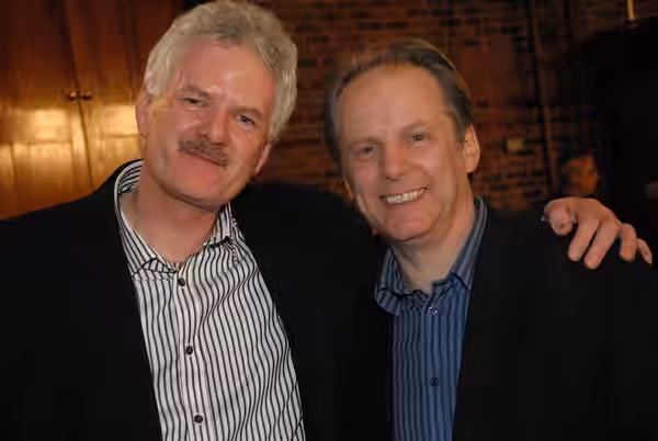 Comedian and singer Bernard Wrigley with Aardman animator Nick Park at BBC Radio 2 Folk Awards 2007