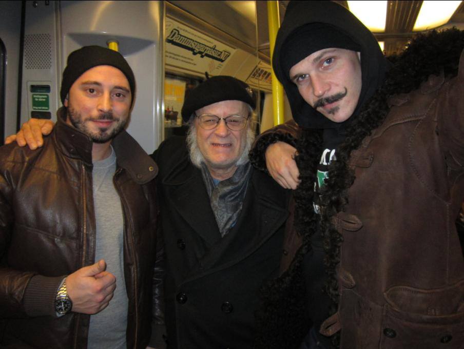 Left to right: Matias Varela, Lars Jacob & Gustaf SkarsgårdPlace: Subway in motion, Stockholm, Sweden (2013)