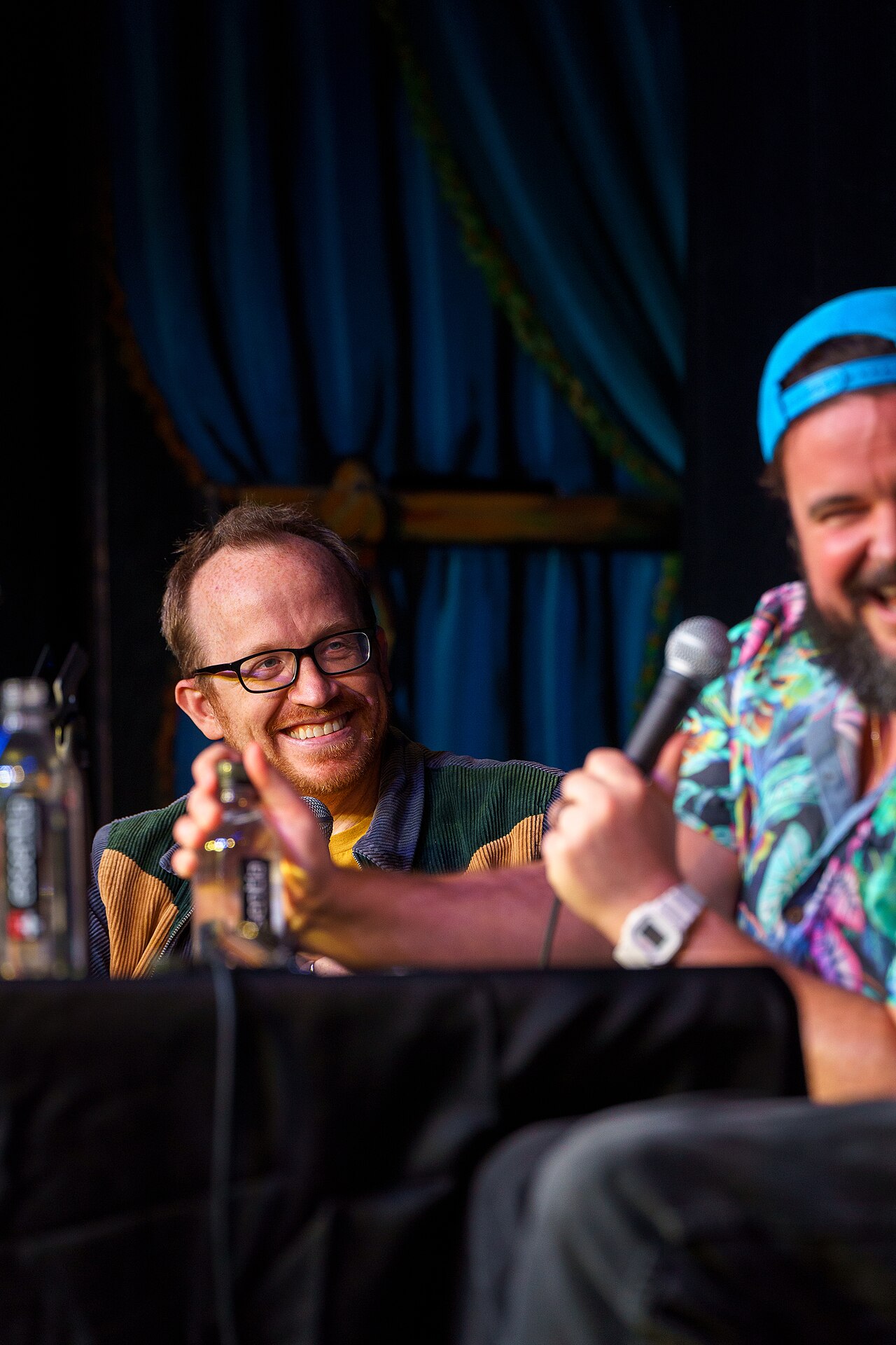 Chris Gethard performs at improv4humans at SXSW 2024. Also pictured: Jon Gabrus