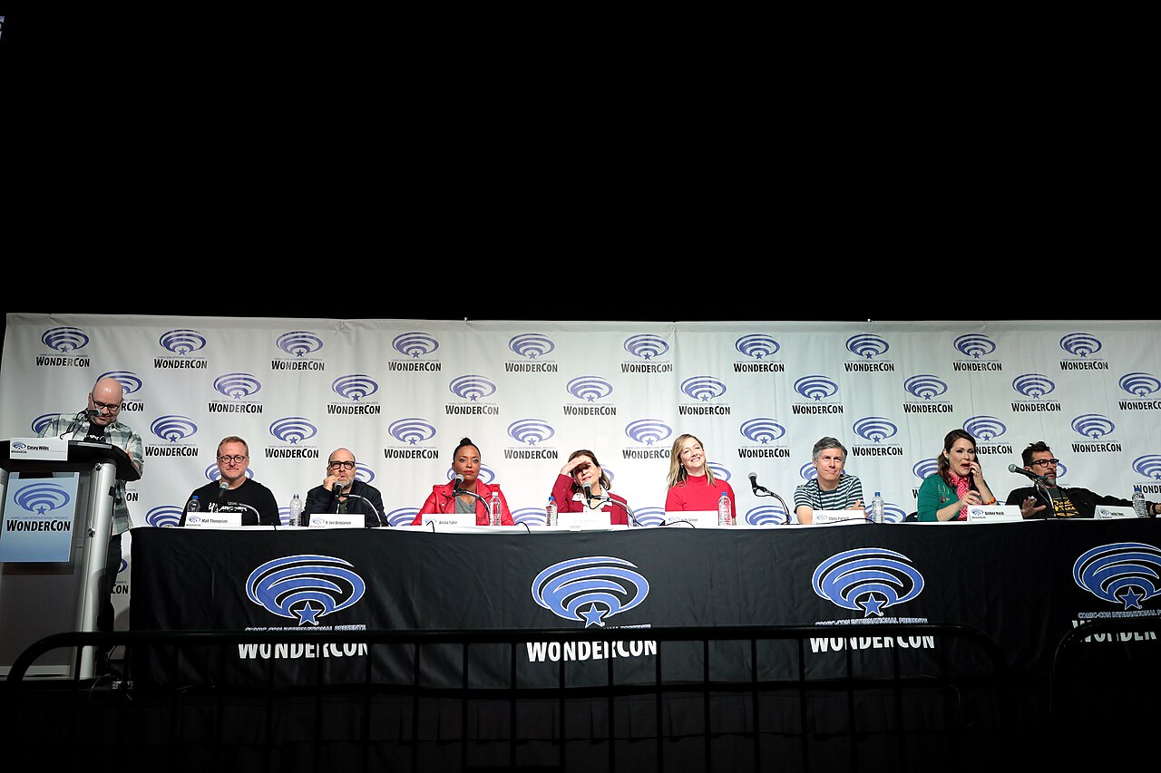 Casey Willis, Matt Thompson, H. Jon Benjamin, Aisha Tyler, Jessica Walter, Judy Greer, Chris Parnell, Amber Nash and Lucky Yates speaking at the 2019 WonderCon,