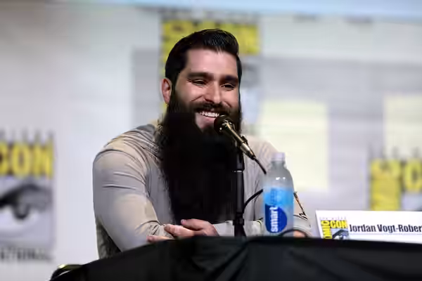 Jordan Vogt-Roberts speaking at the 2016 San Diego Comic Con International, for "Kong: Skull Island", at the San Diego Convention Center in San Diego, Californi