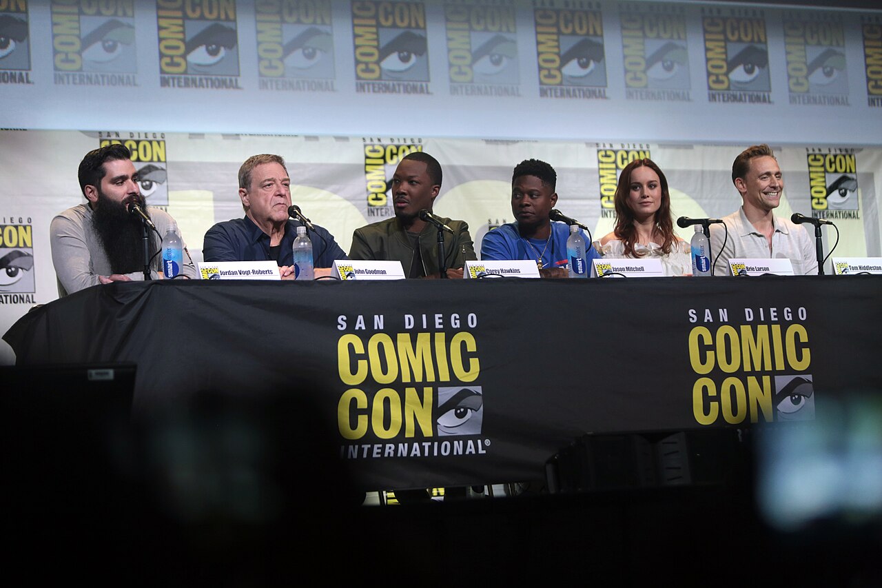 Jordan Vogt-Roberts, John Goodman, Corey Hawkins, Jason Mitchell, Brie Larson and Tom Hiddleston speaking at the 2016 San Diego Comic Con International, for "Ko