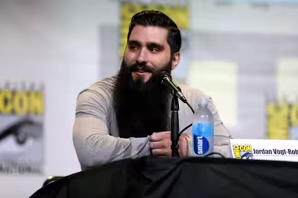 Jordan Vogt-Roberts speaking at the 2016 San Diego Comic Con International, for "Kong: Skull Island", at the San Diego Convention Center in San Diego, Californi