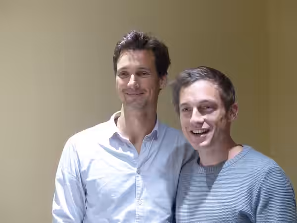 Florian David Fitz zusammen mit Volker Bruch, Hin und weg Kinotour-Dortmund 2014