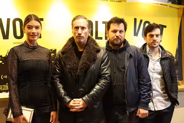Anna Bederke, Benno Fürmann, Surho Sugaipov, Sascha Alexander Gersak bei der NRW-Premiere von "Volt", Januar 2017.