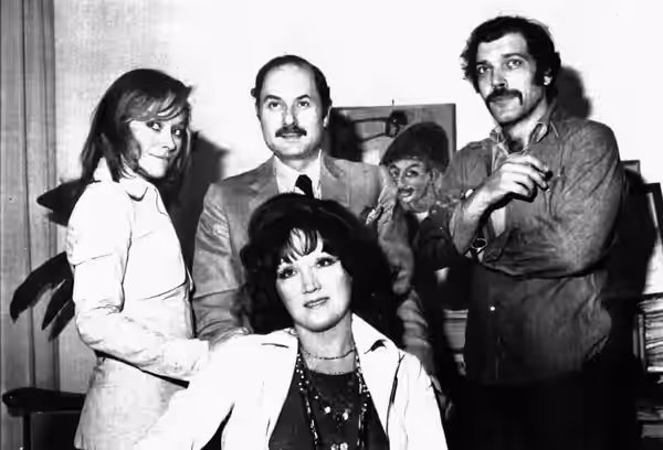 Italian author Gino Magazù and actors Daniela Nobili, Edmonda Aldini and Orso Maria Guerrini (1973)
