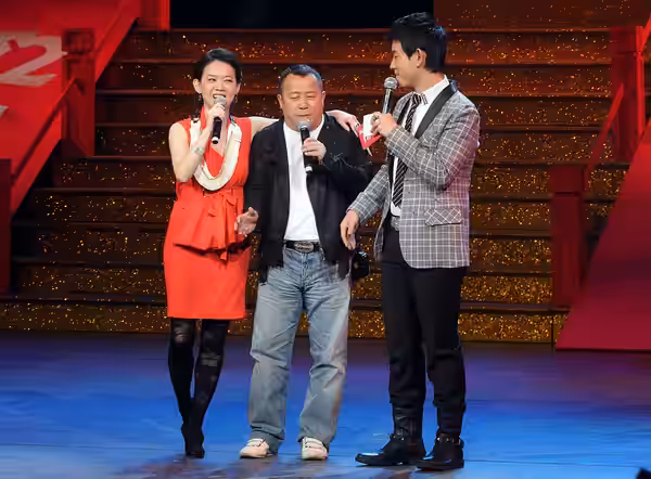 Bowie Tsang and Eric Tsang at the premiere of "72 Tenants of Prosperity" in Nanjing.