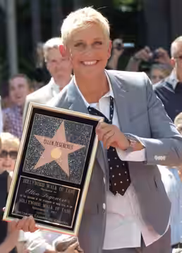 Ellen DeGeneres at a ceremony to receive a star on the Hollywood Walk of Fame. (2012)
