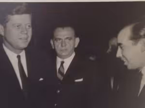 President John F. Kennedy is greeted by Cesar Balsa in Mexico City's Maria Isabel Hotel. (2012)