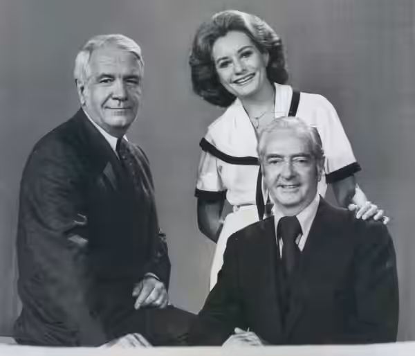 ABC News Anchors Harry Reasoner, Barbara Walters and Howard Smith in a Press Photograph for the ABC Television news coverage of the 1976 Presidental, Congressio