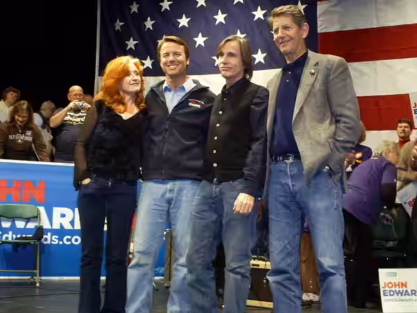 Photo by Craig Michaud.This was taken in 2008 at a campaign event for Presidential candidate John Edwards in Manchester New Hampshire. Jackson Browne and Bonnie
