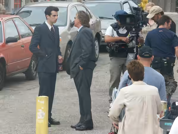 Jay Baruchel and Don Johnson on the set of the TV series "Just Legal" (Venice Beach, Ocean Front Walk) (2005)