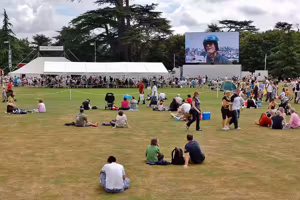 The Cricket Pitch Bar, set up on the grounds of the Goodwood Cricket Club for the Goodwood Festival of Speed in 2009 – the image visible on the outdoor screen i