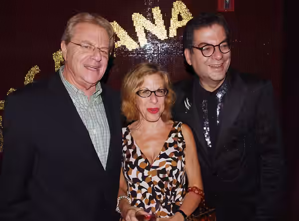 Jerry Springer, Jackie Hoffman and Michael Musto at the Copacabana in New York for the launch of Michael Musto's new book, Fork on the Left, Knife in the Back. (2011)