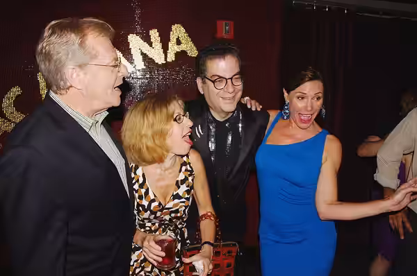 Jerry Springer, Jackie Hoffman, Michael Musto and Countess LuAnn de Lesseps at the Copacabana in New York for the launch of Musto's new book, Fork on the Left,  (2011)