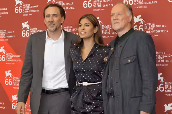 Nicolas cage, Eva Mendes and Werner Herzog at the 66th Festival of Venice for the premiere of the film Bad Lieutenant - Port of Call New Orleans (2009)