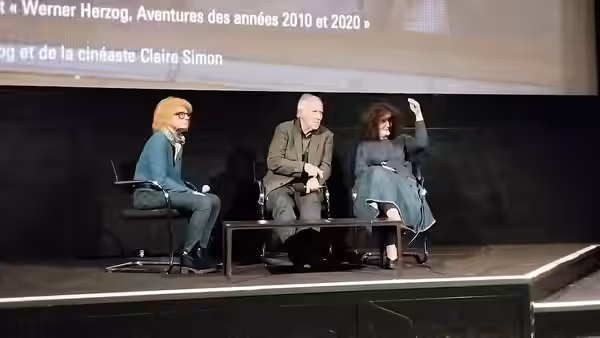 Claire Simon et Werner Herzog au centre Georges-Pompidou, le 14 décembre 2024.