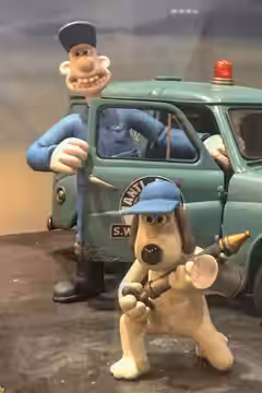Cropped image of models from "Wallace &amp; Gromit: The Curse of the Were-Rabbit" on display at St. George's, Bristol (2019)