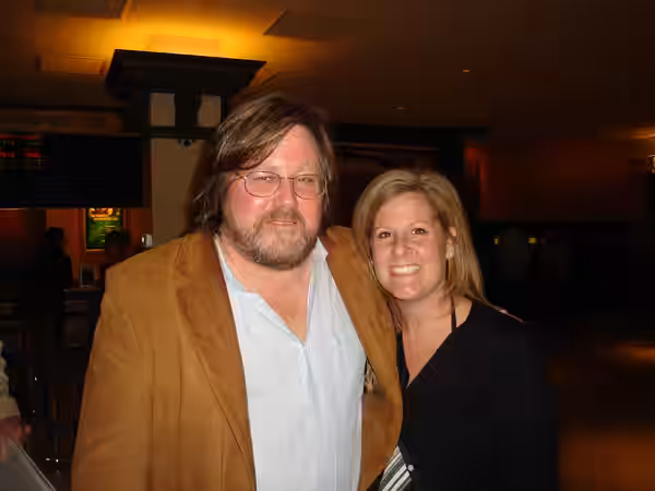 Screenwriter William Monahan with BMT(www.bostonmovietours.net) founder Rachel Coveney at The Departed Boston Premiere, Lowes Boston Common, on Oct 3, 2006.Scre