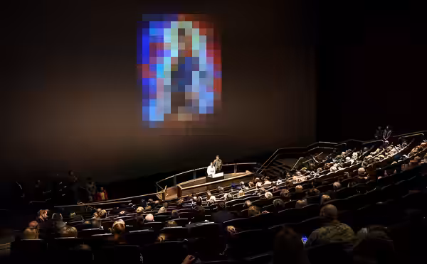 Captain Marvel Co-Directors Anna Boden and Ryan Fleck give remarks during a screening of Captain Marvel in Washington, D.C., March 7, 2019. The screening was he