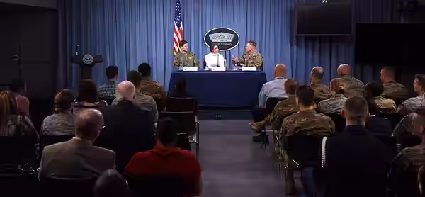 Anna Boden and Ryan Fleck, “Captain Marvel” co-directors, answer questions during a round table at the Pentagon, Arlington, Va., March 7, 2019. The media round 