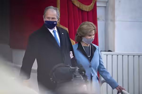 Former President George W. Bush and his wife Laura attend the 59th Presidential Inauguration ceremony in Washington, Jan. 20, 2021. President Joe Biden and Vice