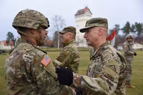 U.S. Army Command Sgt. Maj. William L. Gardner II, the 7th Army Training Command’s CSM, recognizes soldiers who participated in the 21-gun salute held for the l