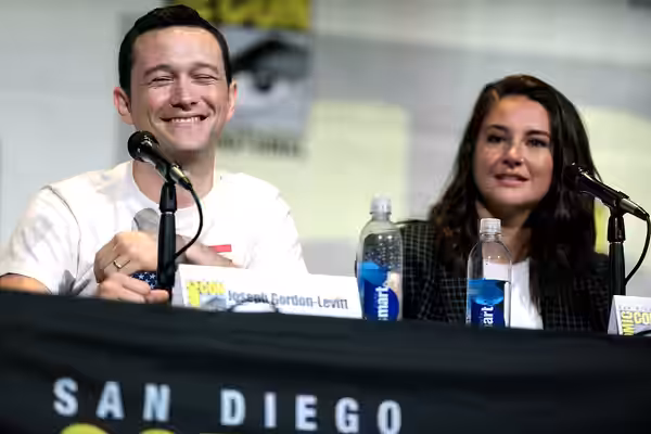 Joseph Gordon-Levitt and Shailene Woodley speaking at the 2016 San Diego Comic Con International, for "Snowden", at the San Diego Convention Center in San Diego