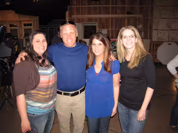 Minnesota Army wives Andrea Curely, Samantha Koktan and Tammy Estes pose with Terry Serpico who plays Frank Sherwood on Lifetime's "Army Wives" during a visit t (2012)